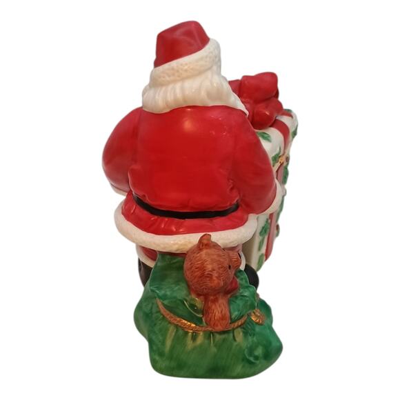 Partylite Santa Claus Bag Of Toys Present Candle Holder-Trinket Box Ceramic - Picture 5 of 11